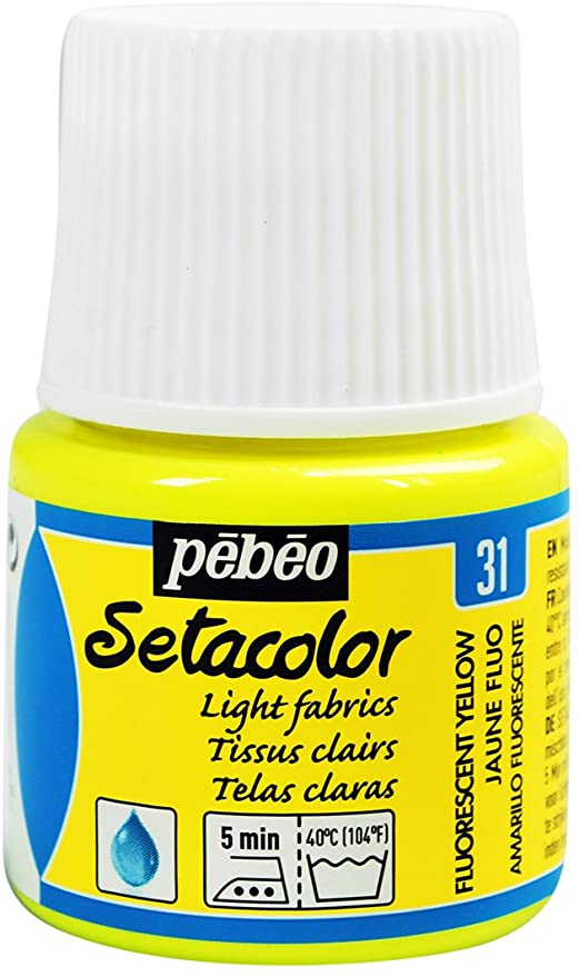 peinture tissus sétacolor fluo tissus clairs pébéo 45 ml