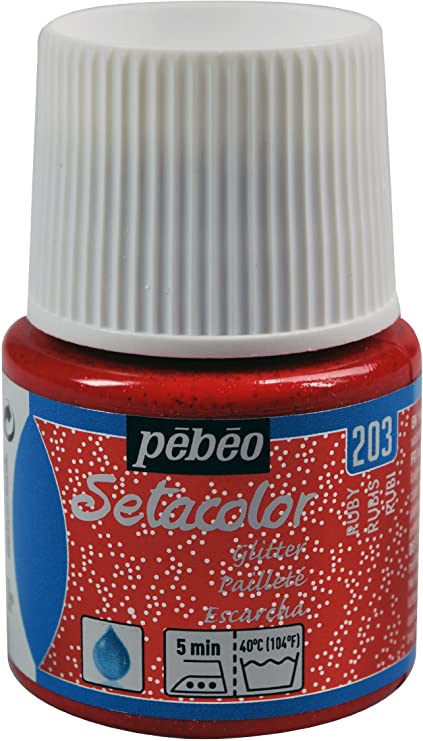 peinture tissus sétacolor pailletées transparentes pébéo 45 ml
