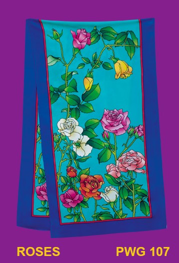 Roses écharpe 145x43 cm pongée N°9 